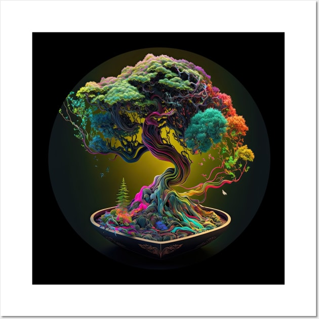 Psychedelic Bonsai v1 Wall Art by AI-datamancer